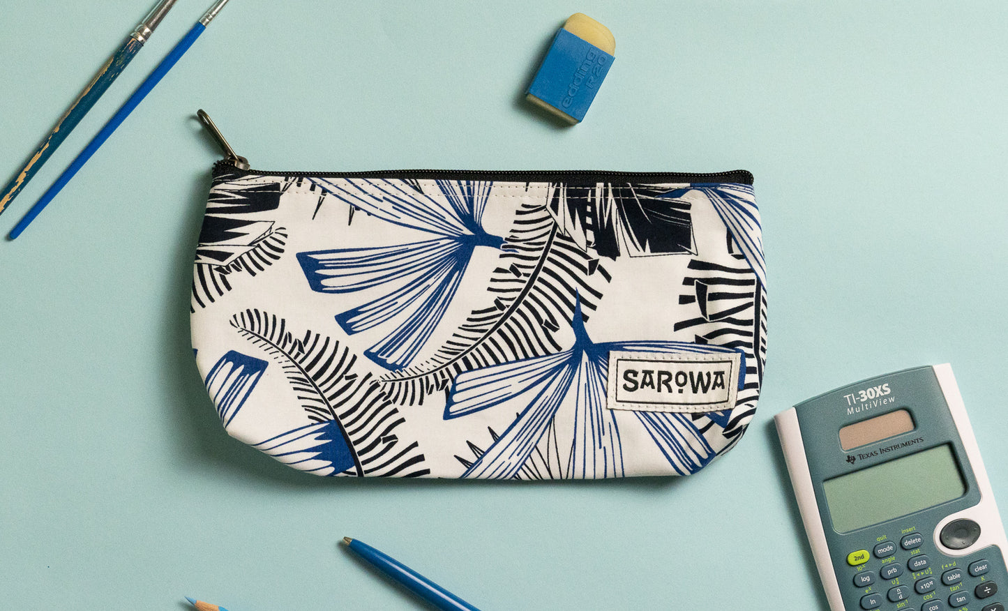 pencil case white palms