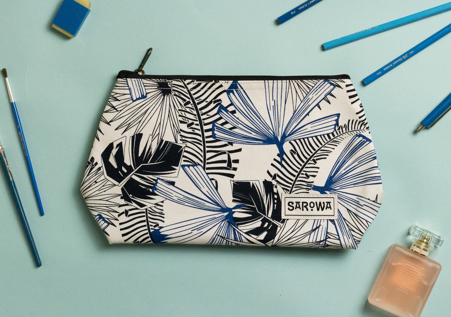 shower bag white palms