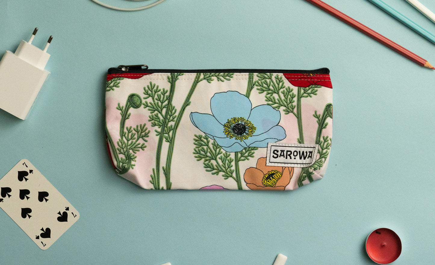 pencil case white poppy