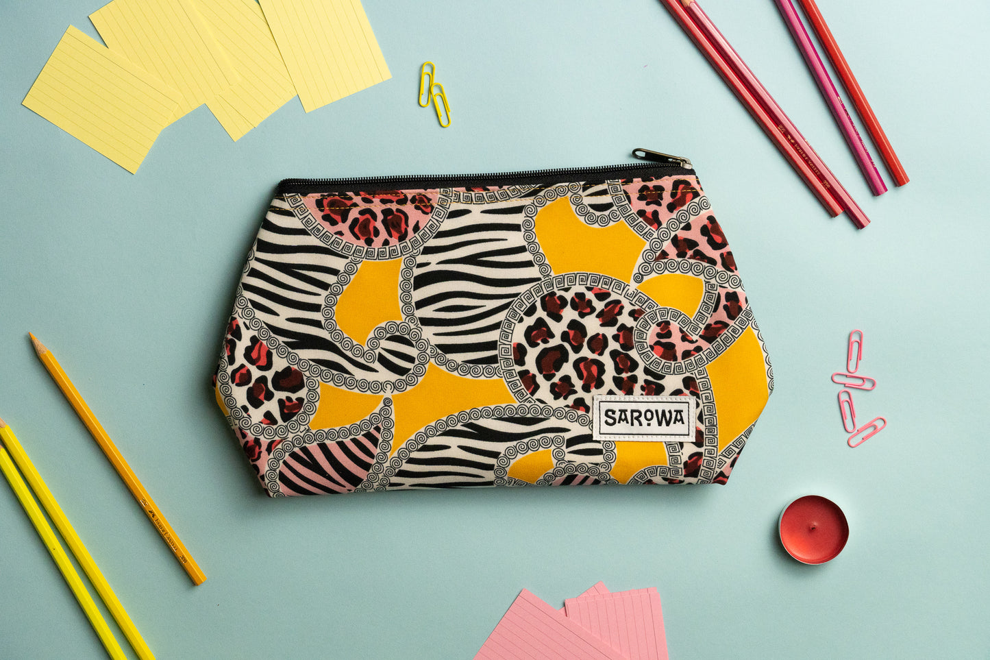 shower bag yellow zebra