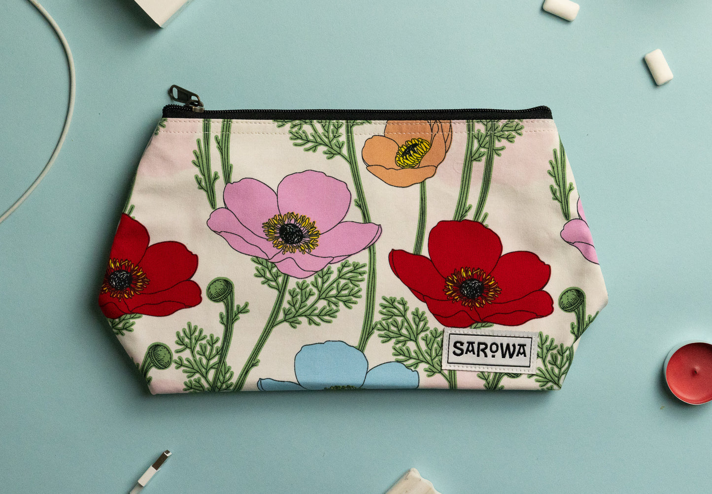 shower bag white poppy