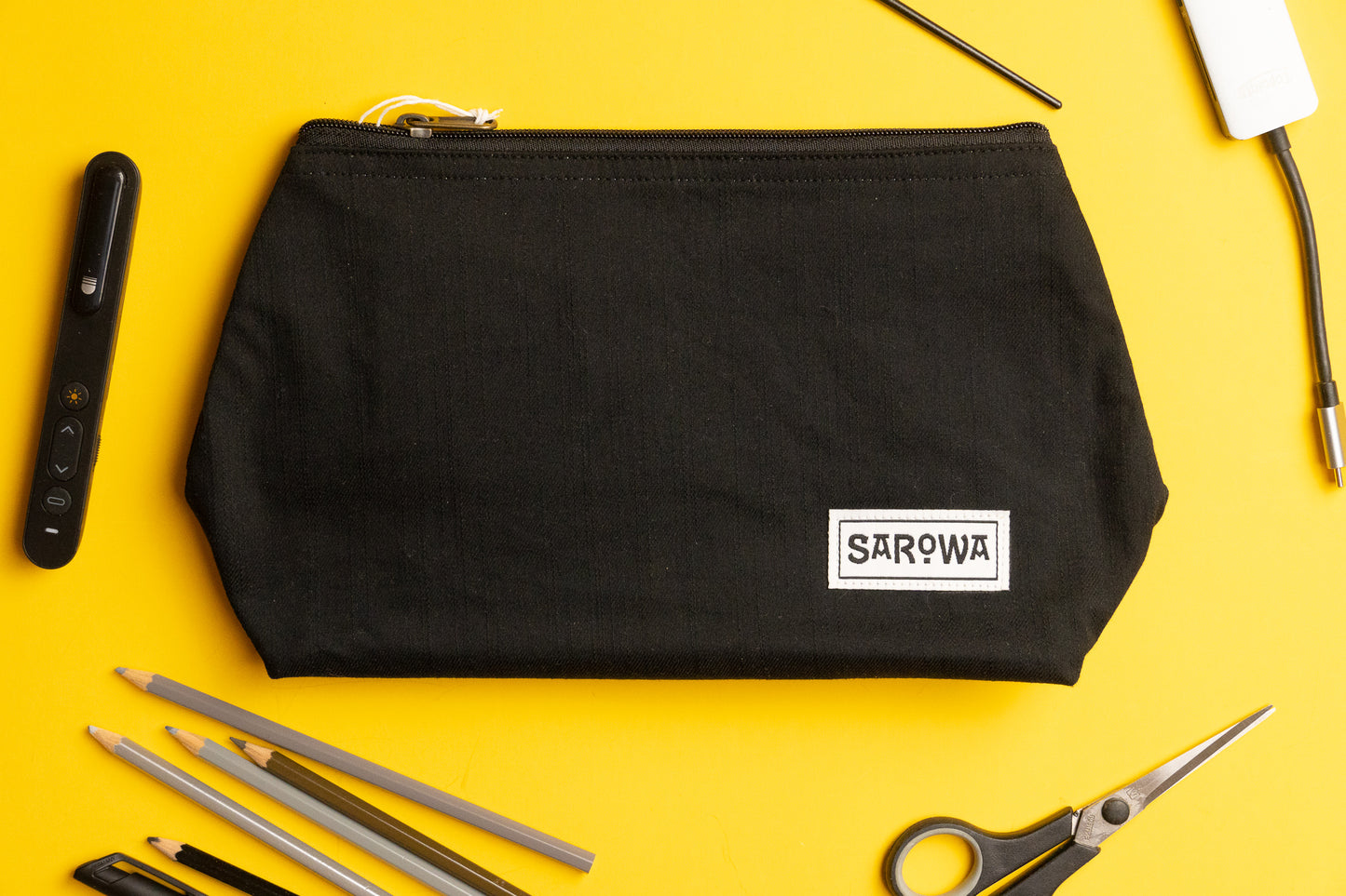 shower bag black canvas