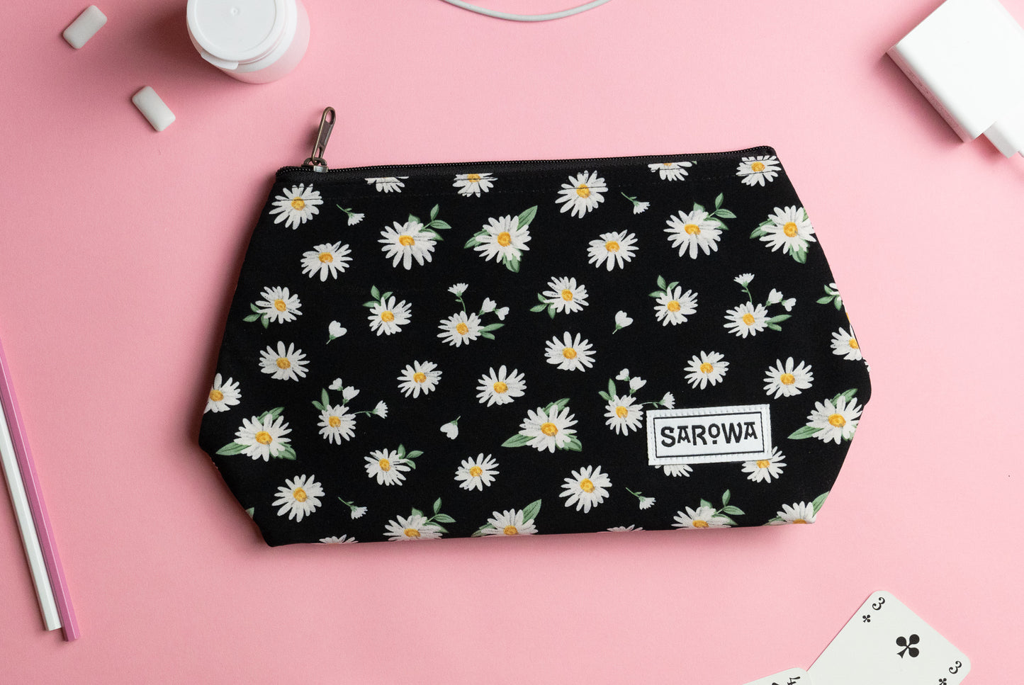 shower bag white daisy