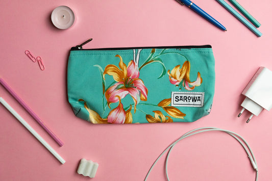 pencil case green orchid